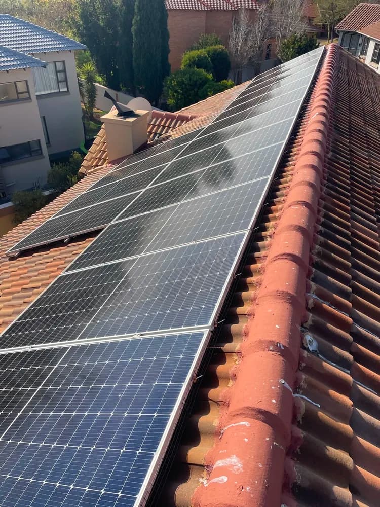 The same solar array restored after a pure-water clean